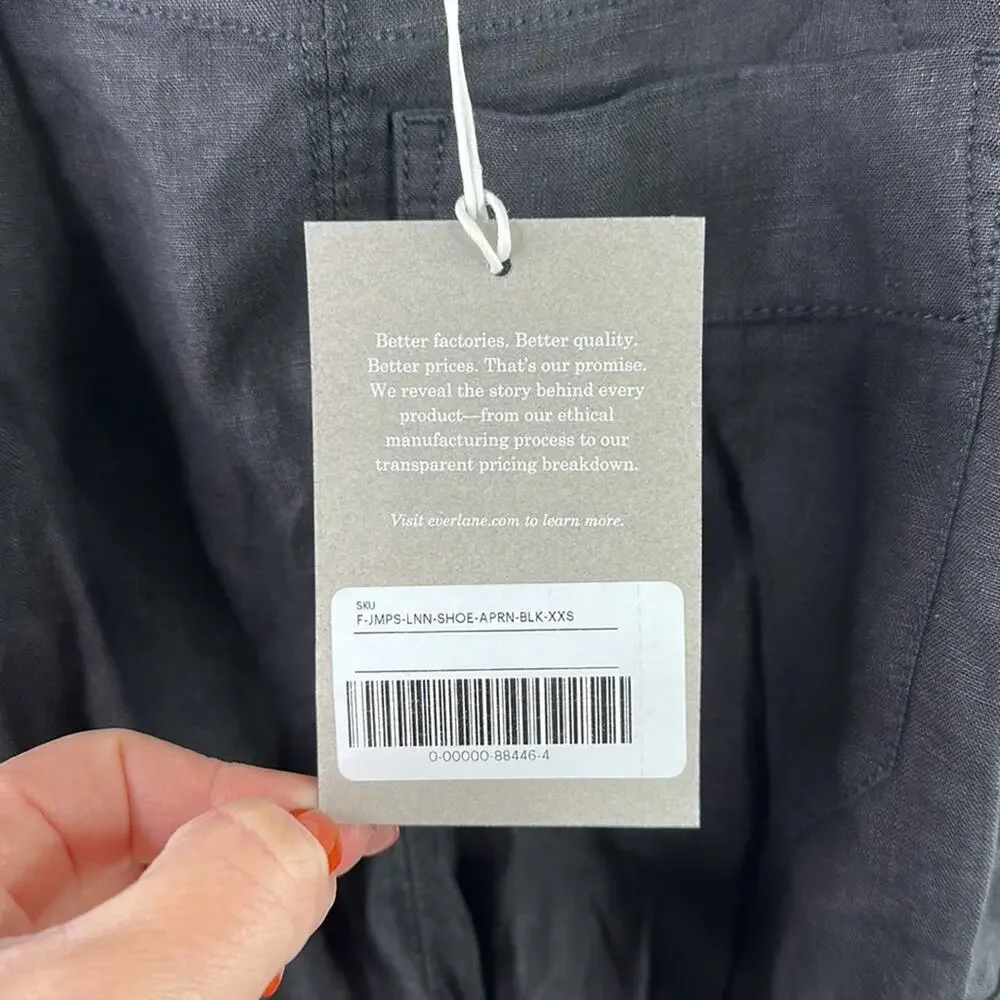 EVERLANE Apron Black Linen Shoestring Jumpsuit Size XXS
